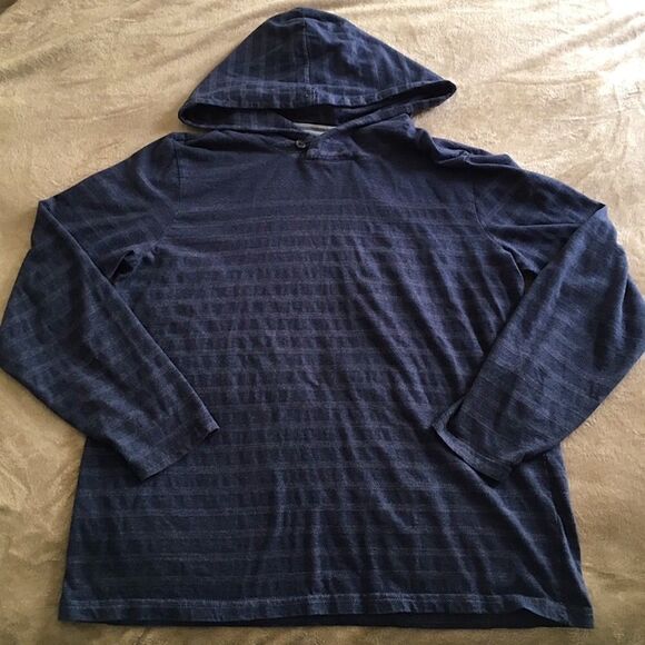 BANANA REPUBLIC Navy Striped Pullover Hoodie XL - Picture 2 of 9
